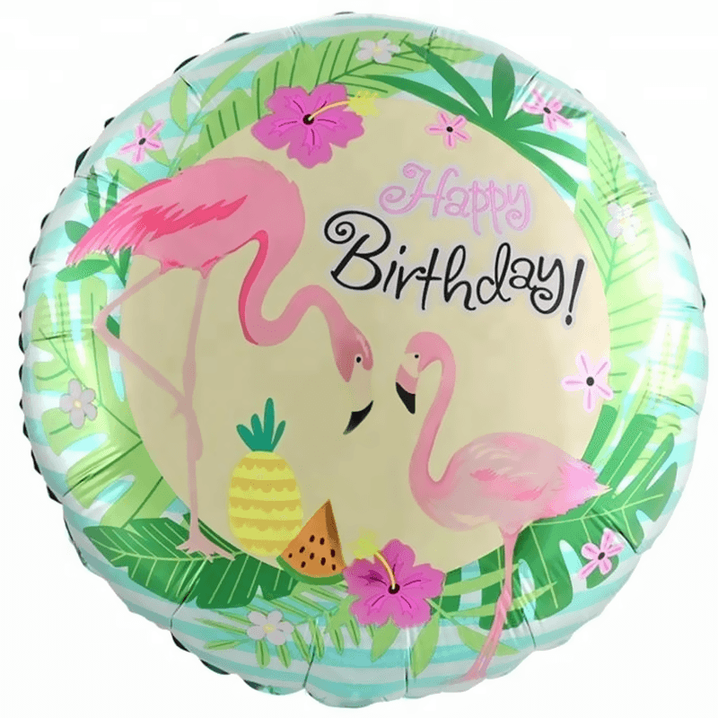 Foil balloon "Circle, Happy Birthday! (flamingo)"