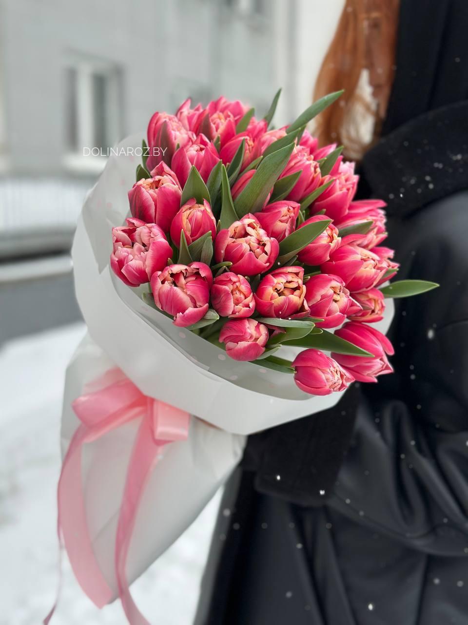 Bouquet of tulips "Pink peony 25"