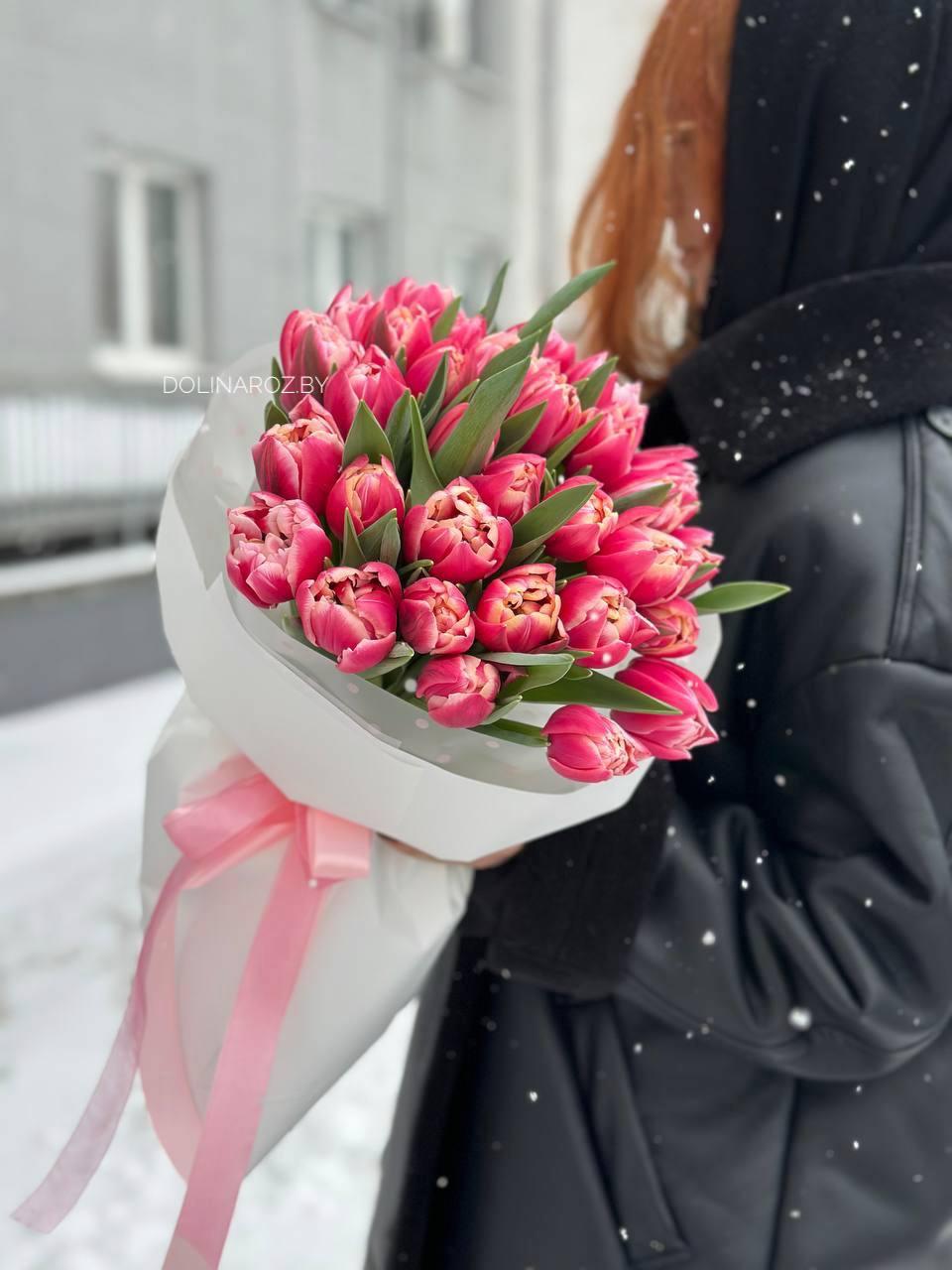 Bouquet of tulips "Pink peony 25"