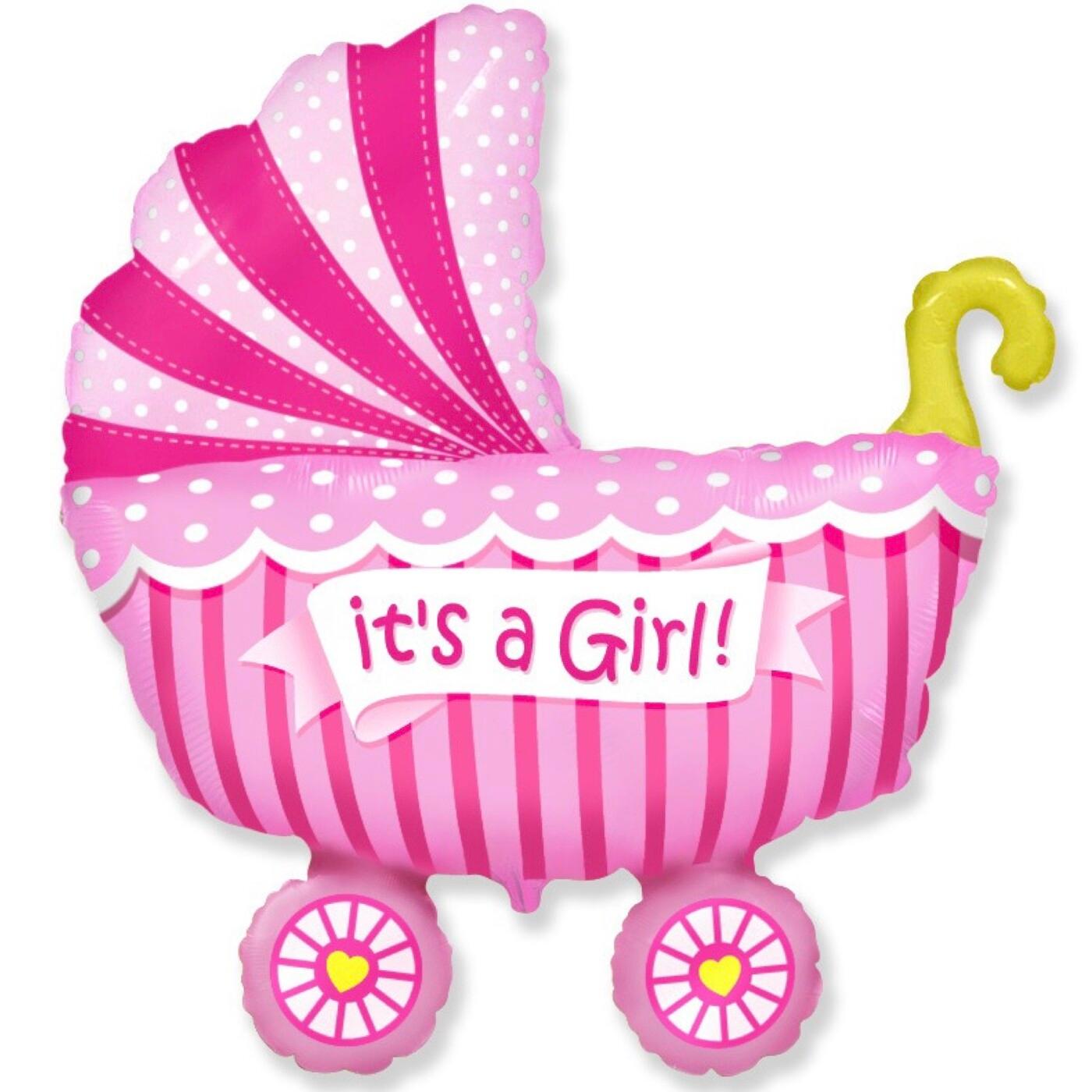 Foil balloon "Pink stroller. It's a girl"