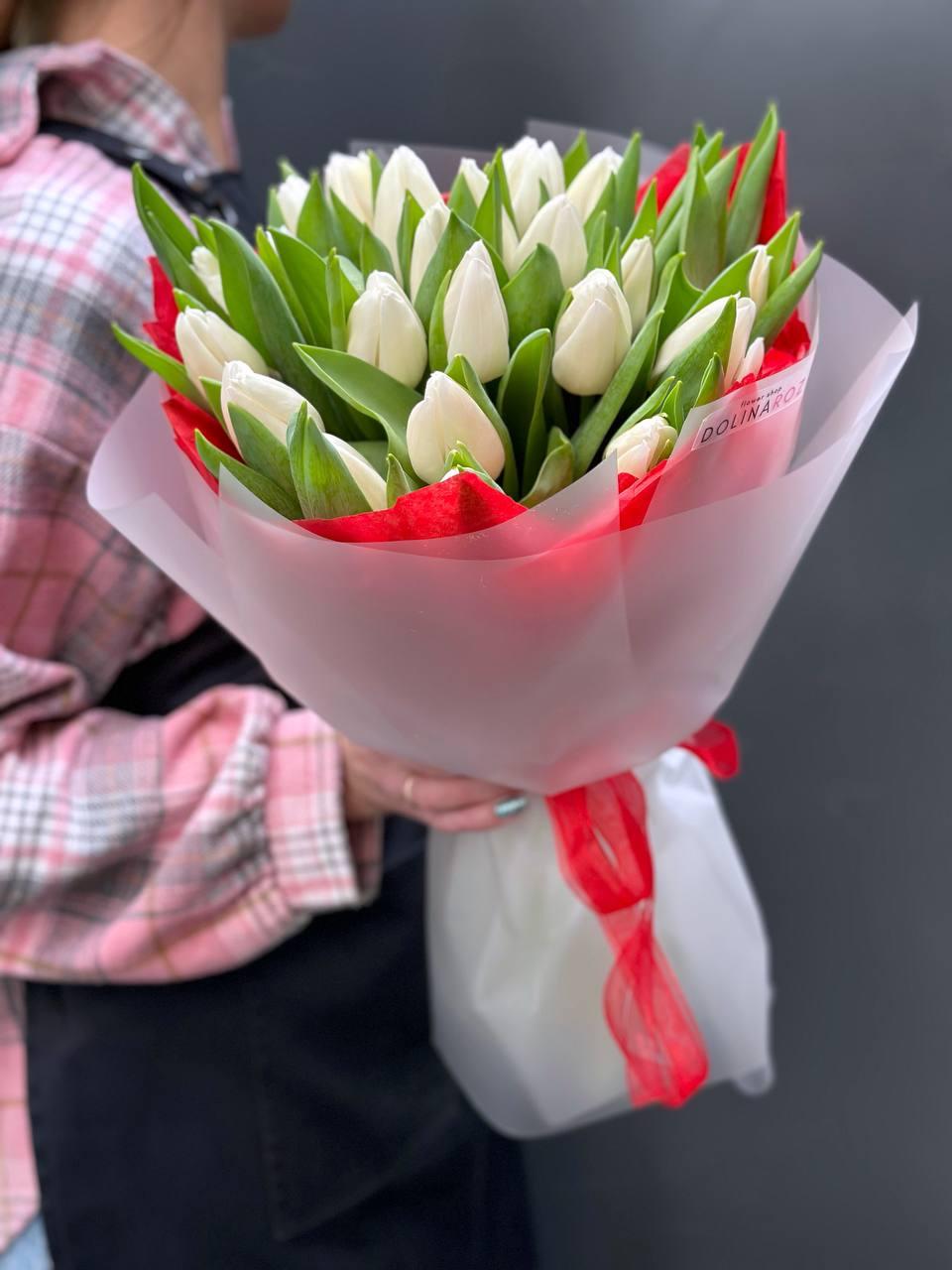 Букет тюльпанов "Белые 25"