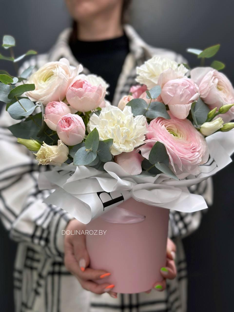 Flowers in a box "White and pink cuteness"