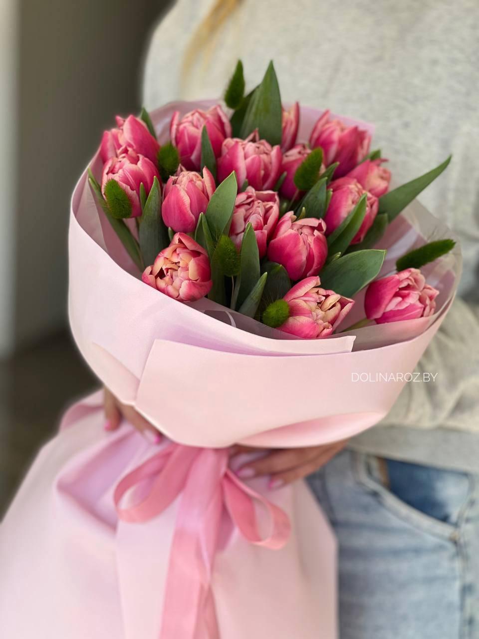 Bouquet of tulips "Pink peony 25"