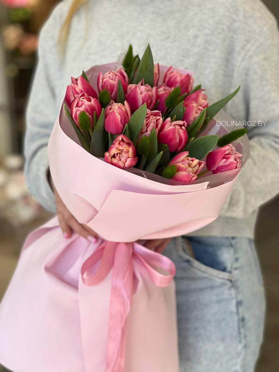Bouquet of tulips "Pink peony 25"