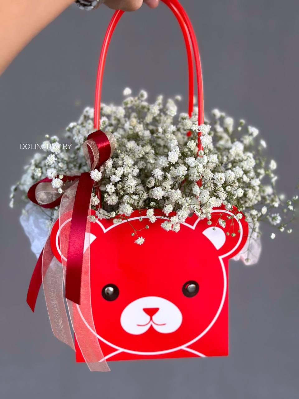 Box of gypsophila "White in pink"