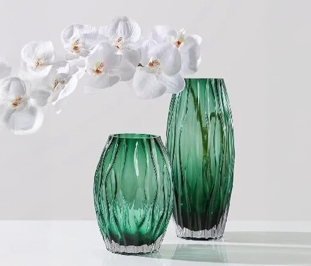 Ваза стеклянная 14*20 см, изумрудный