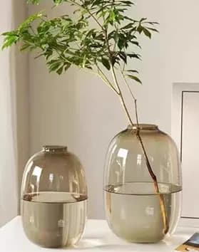 Ваза стеклянная D21*H30 см, коричневый