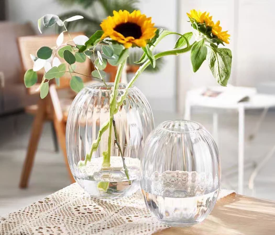 Ваза стеклянная D16*H20 см, прозрачный