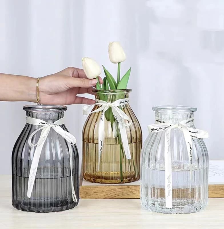 Ваза стеклянная H14см,  янтарный