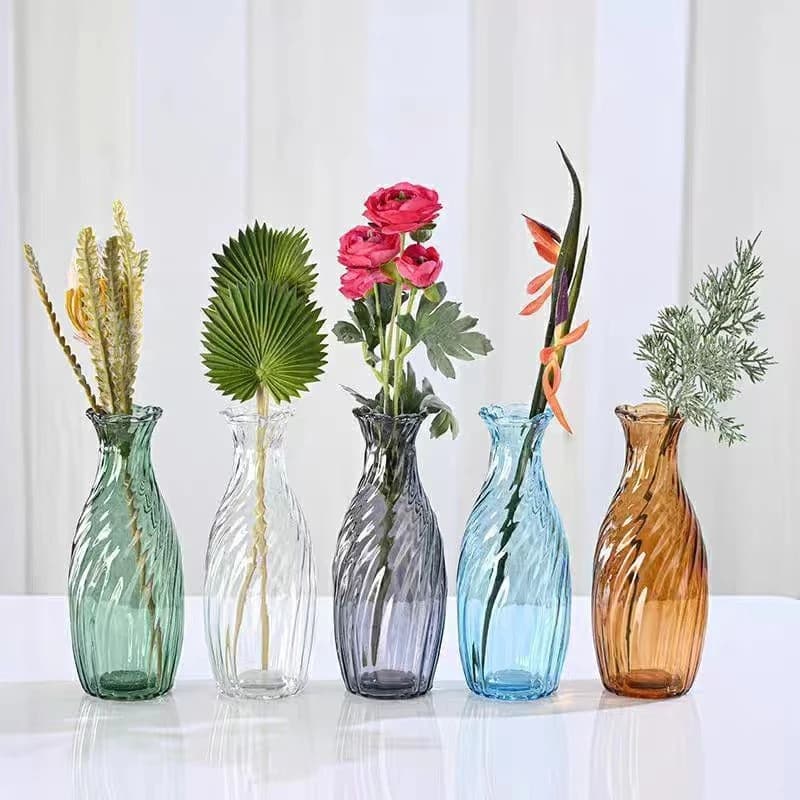 Ваза стеклянная D9,1*H23 см, голубой