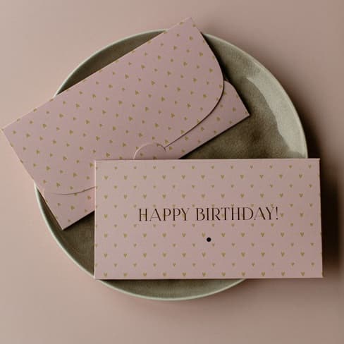 Конверт для денег "HAPPY BIRTHDAY! Розовый в сердечки"