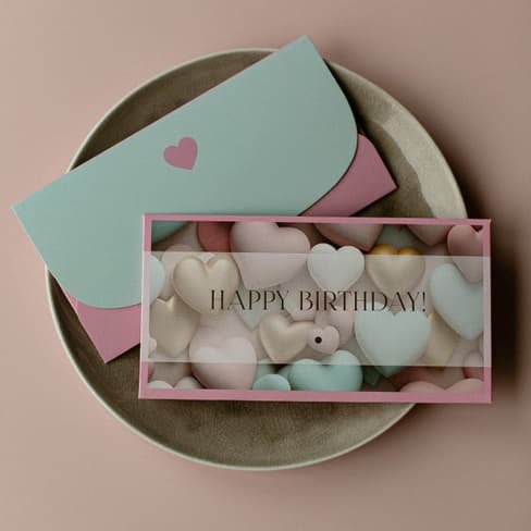 Конверт для денег "HAPPY BIRTHDAY! Цветные сердца"