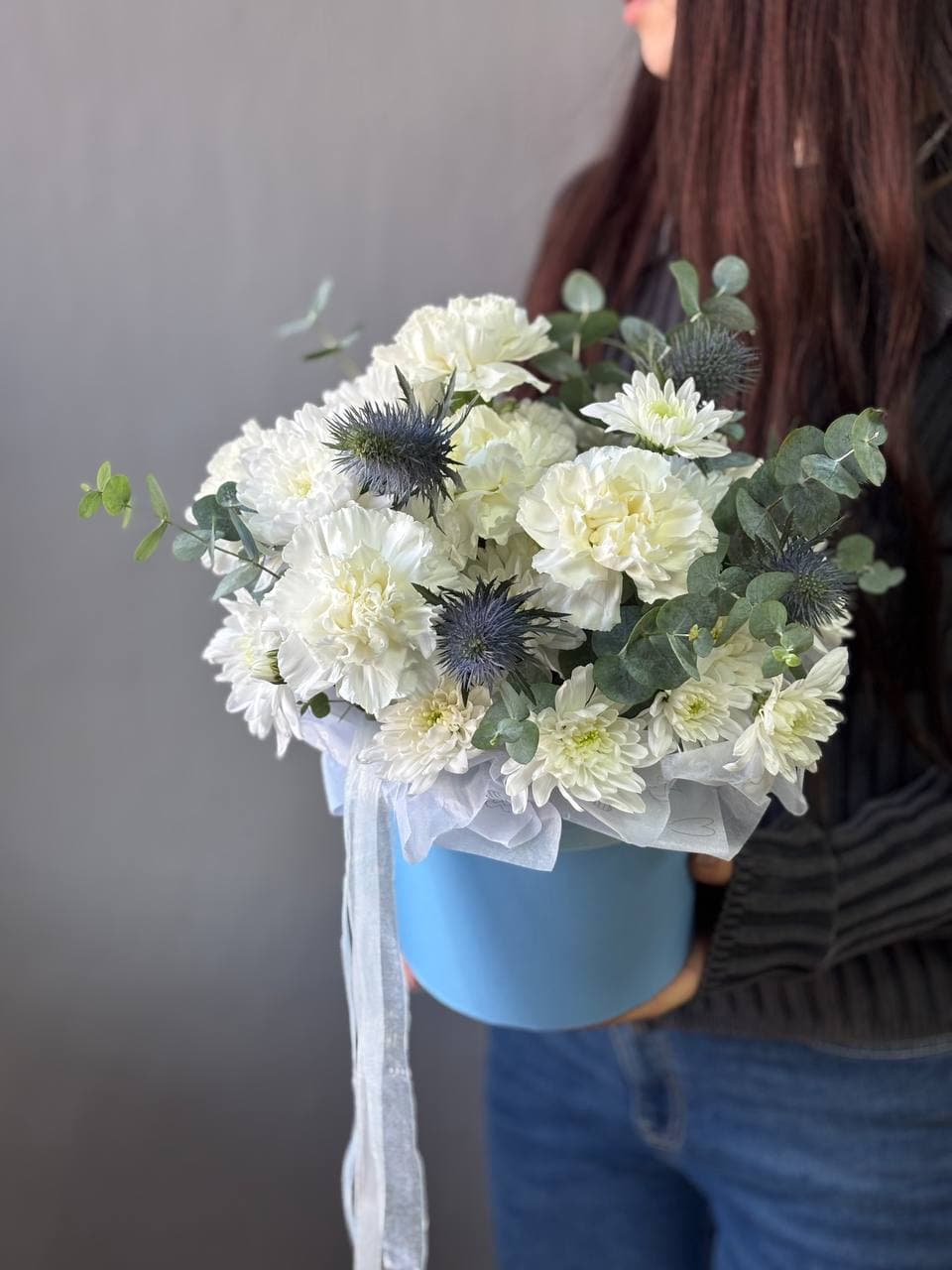 Flowers in a box "White Eryngium"