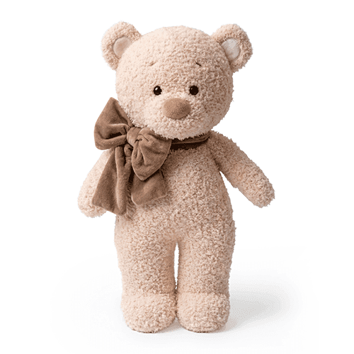 "Milky Cody" plush toy with a bow