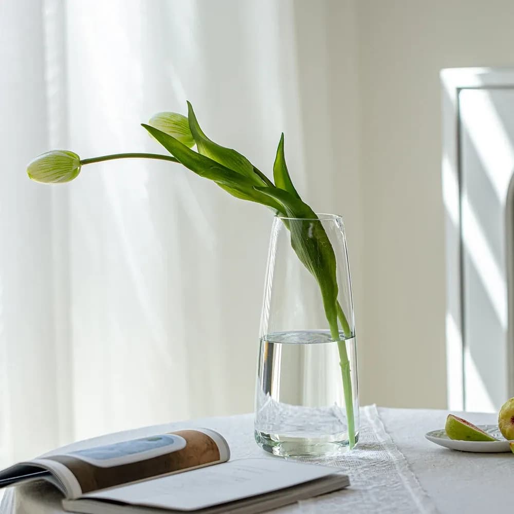 Glass vase 6.5*22 cm, transparent