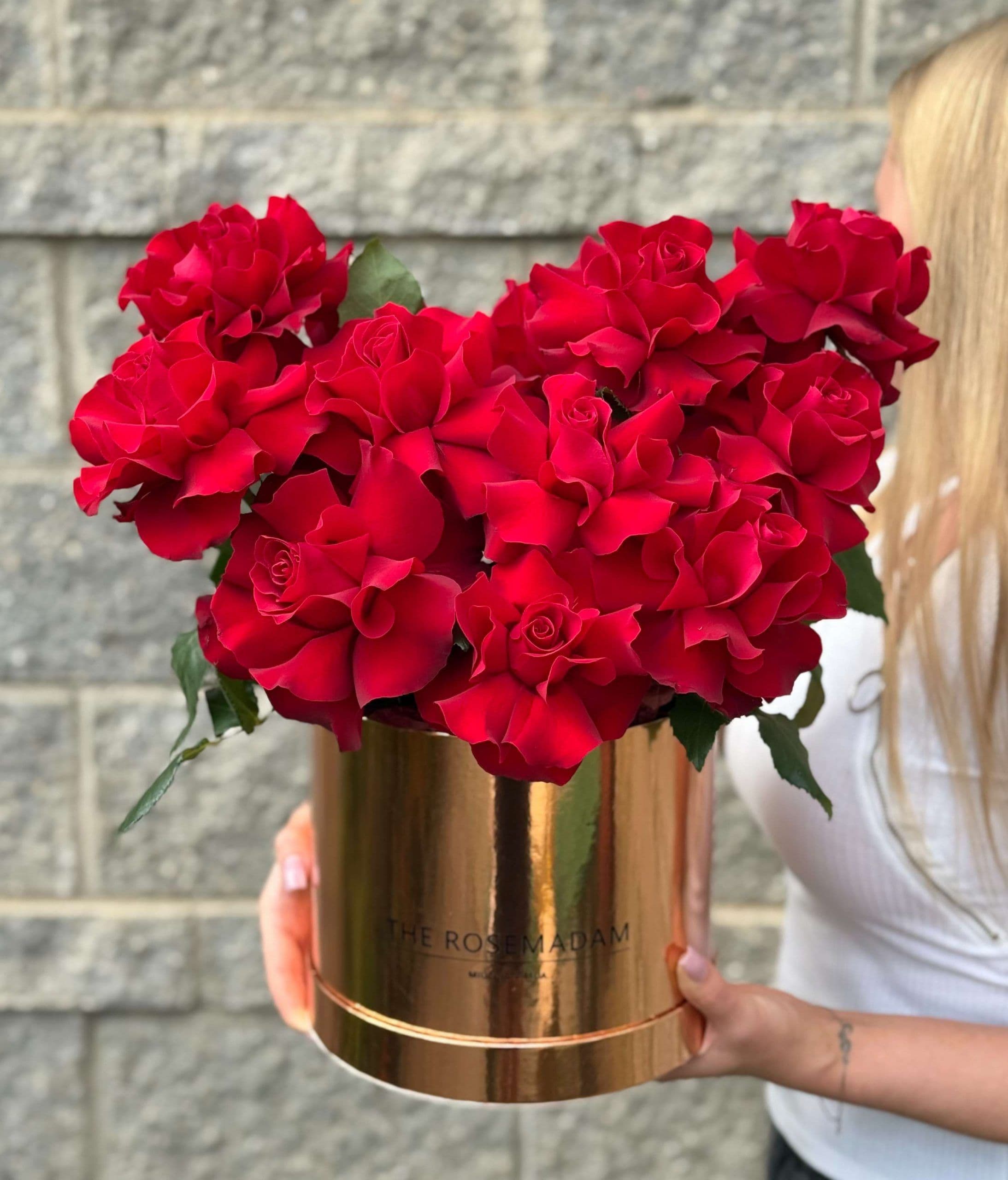 French Roses in a Box "Red Onyx"