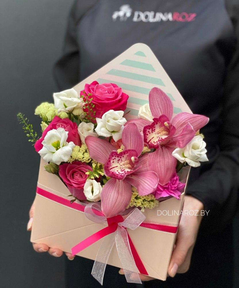 Envelope with flowers "Pink cymbidium"