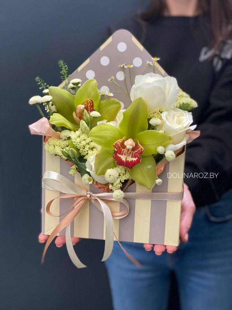 Envelope with flowers "Green Cymbidium"