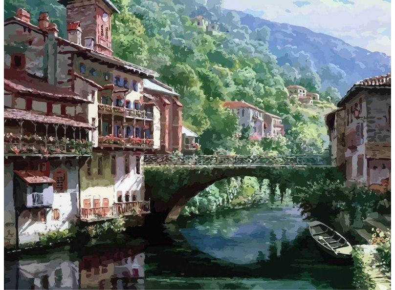 Painting by numbers "Ancient Bridge over the Nive"