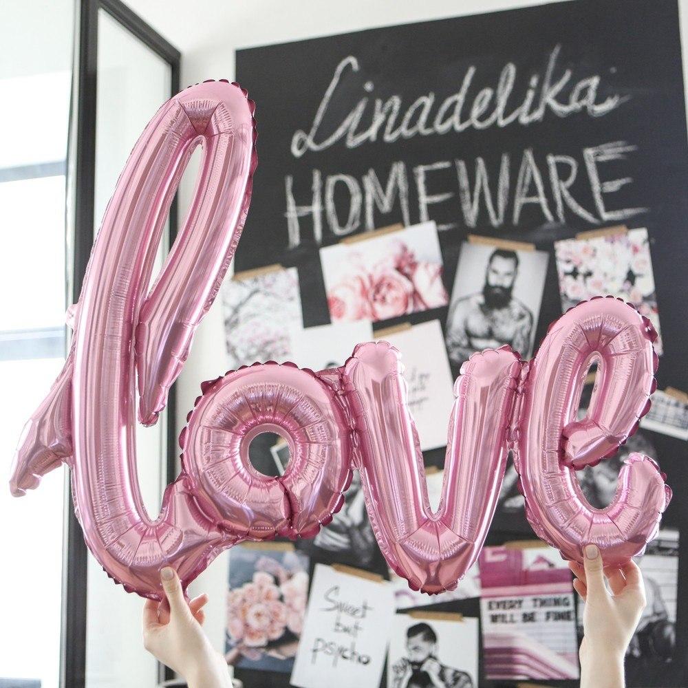 Foil balloon "Inscription love. Pink"