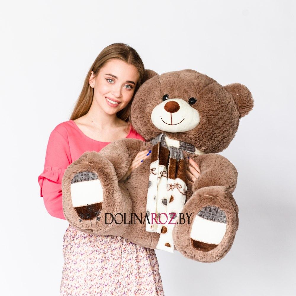 Teddy bear "Martin with a scarf" brown 110 cm