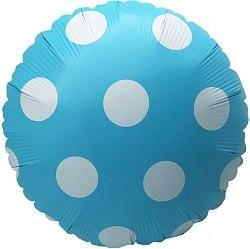 Foil balloon "Blue circle with white polka dots"
