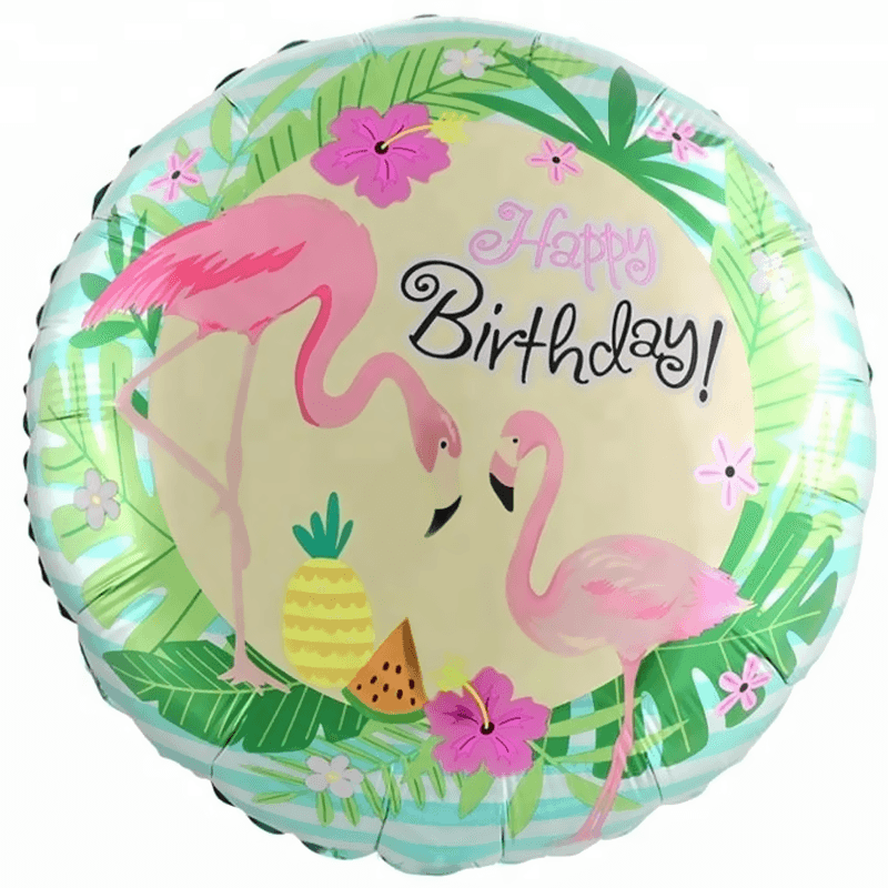 Фольгированный шар "Круг, С Днем Рождения! (фламинго)"