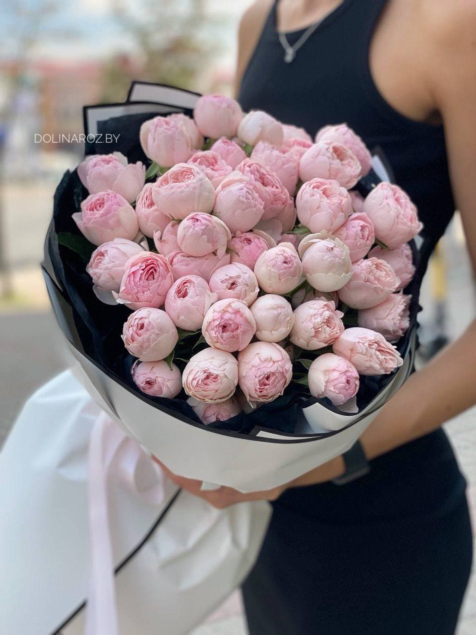 15 веток кустовых пионовидных роз Мэнсфилд Парк "Райский"