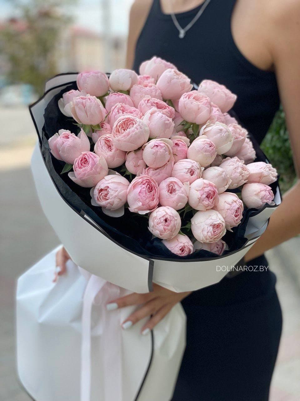 15 веток кустовых пионовидных роз Мэнсфилд Парк "Райский"