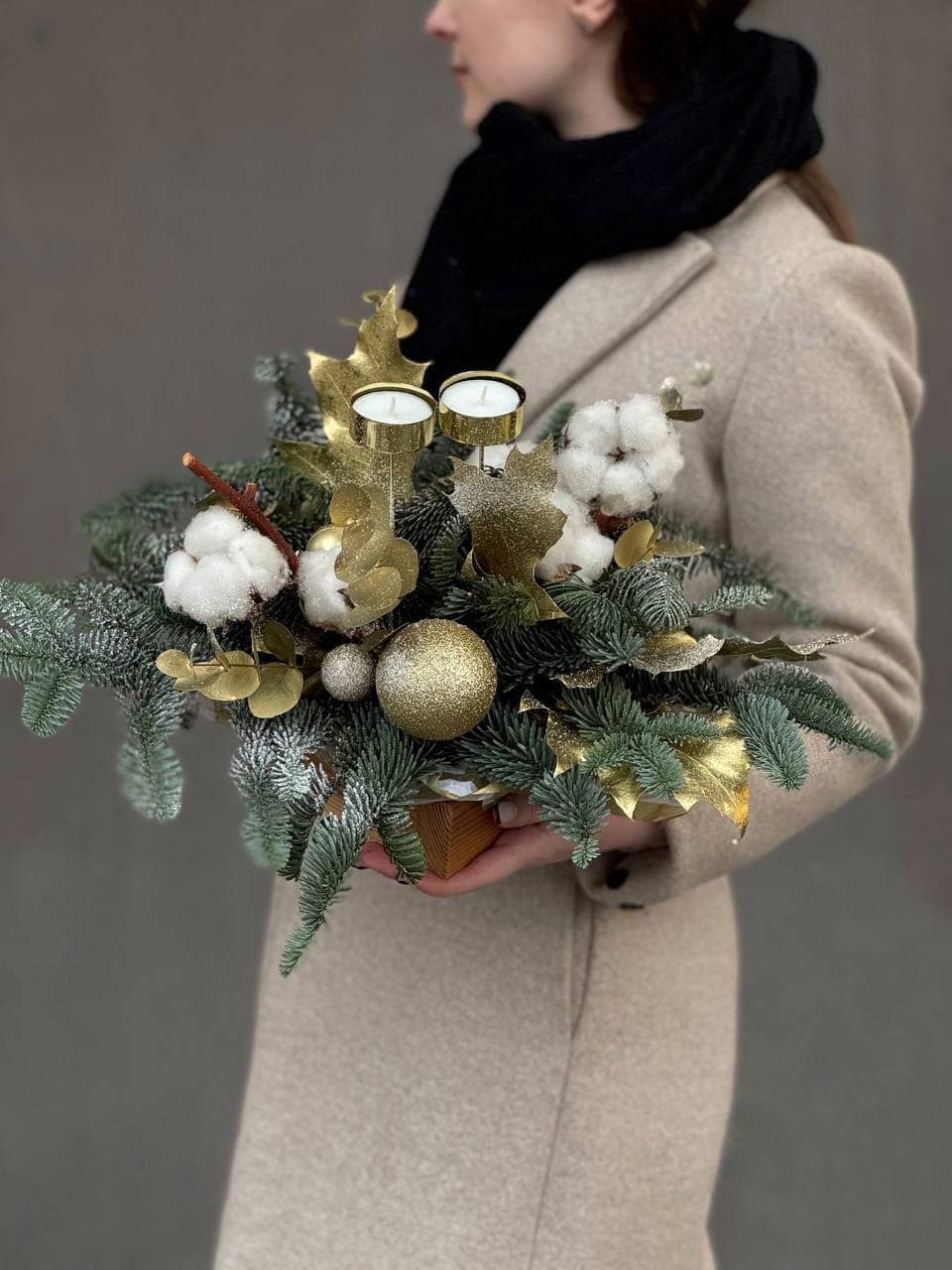 Зимняя композиция №1 подсвечник