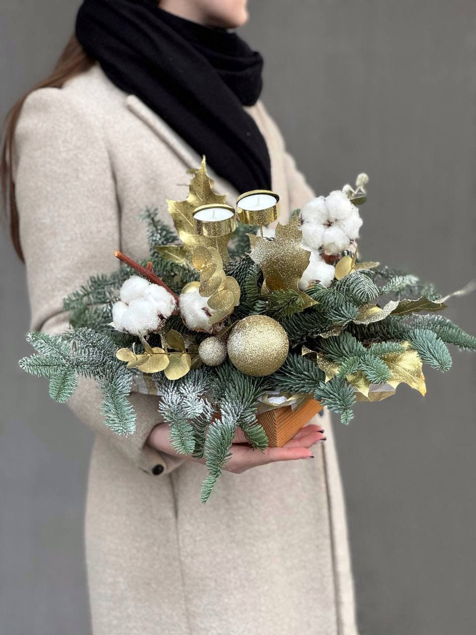 Зимняя композиция №1 подсвечник