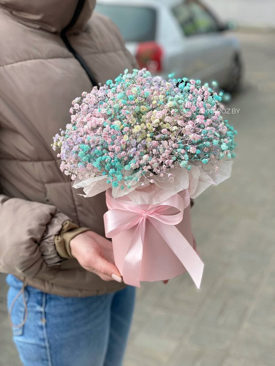 Коробка гипсофилы "Нежные краски"