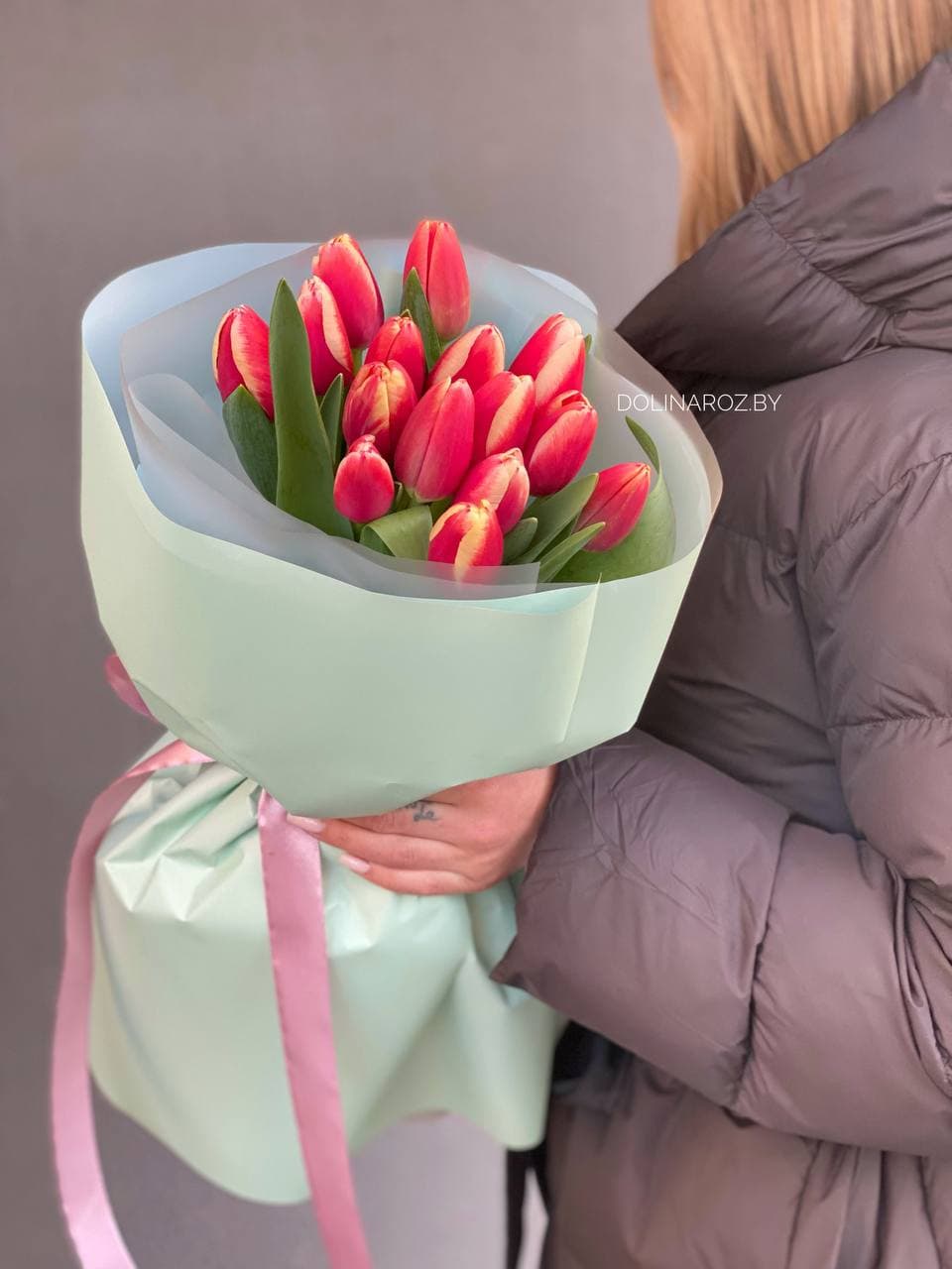 Букет тюльпанов "Красно-белый 15"