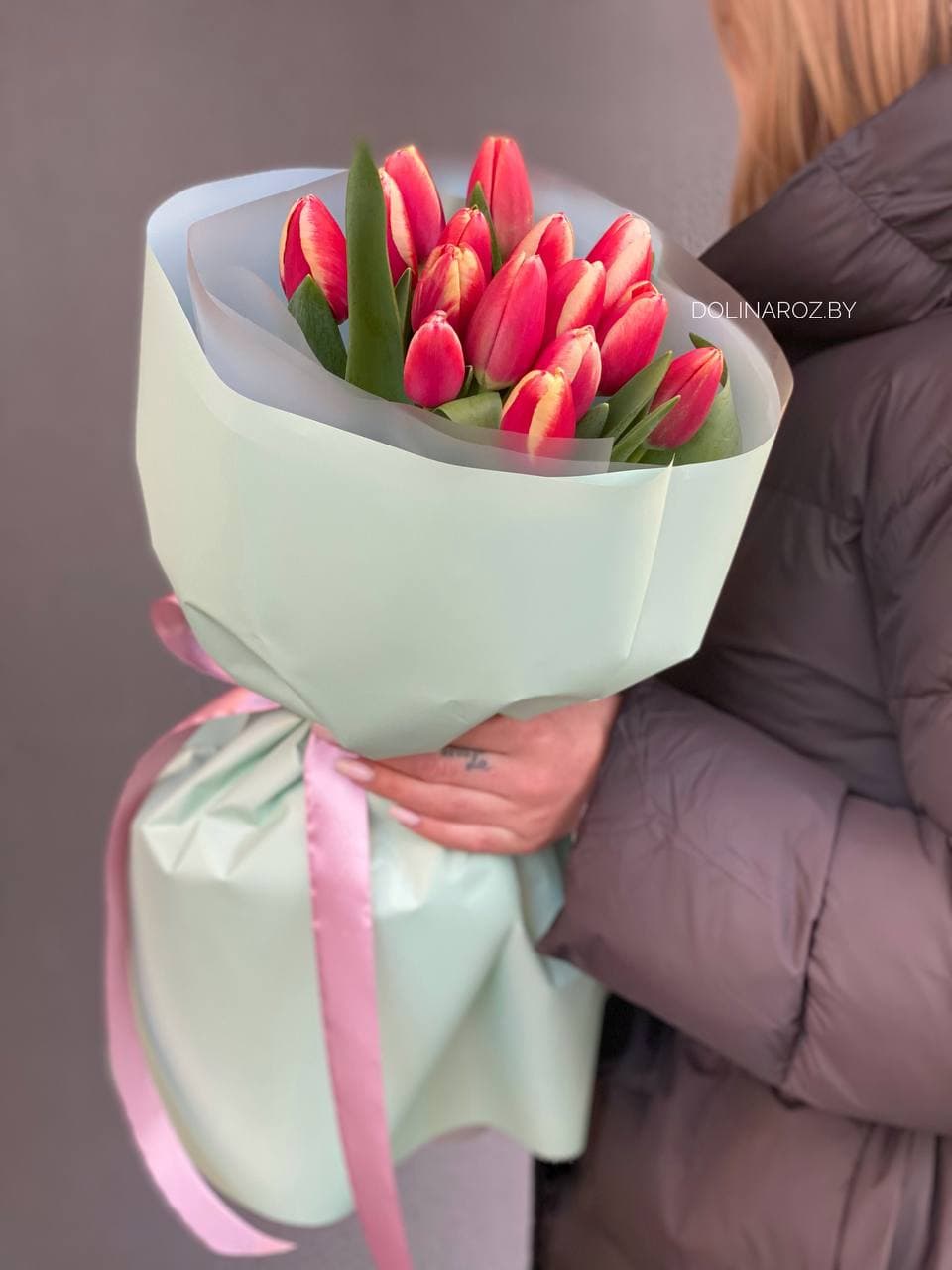 Букет тюльпанов "Красно-белый 15"