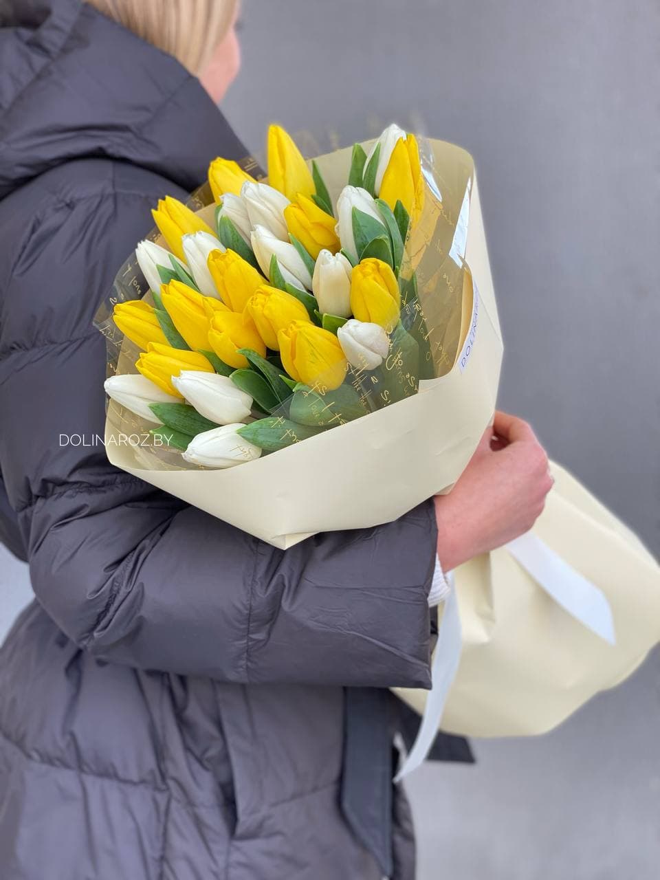 Букет тюльпанов «Бело-желтый 25»