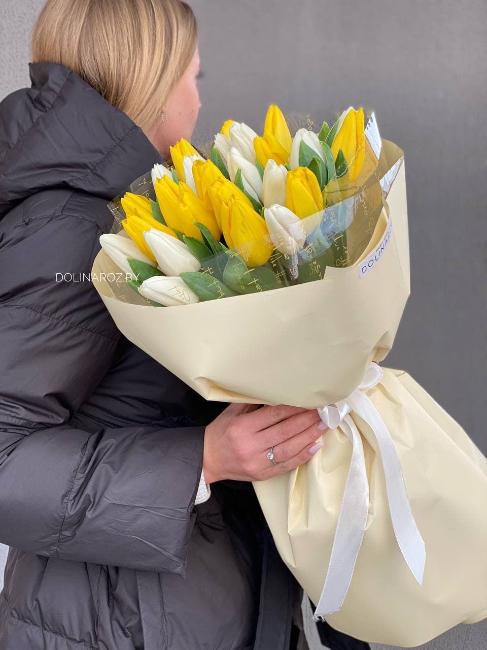Букет тюльпанов «Бело-желтый 25»