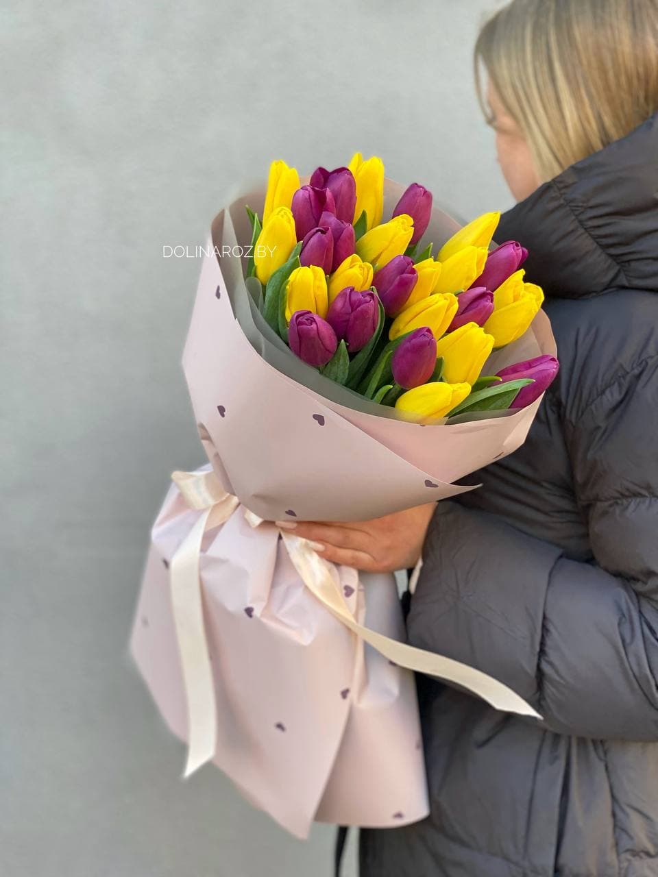 Букет тюльпанов «Желто-фиолетовый 25»
