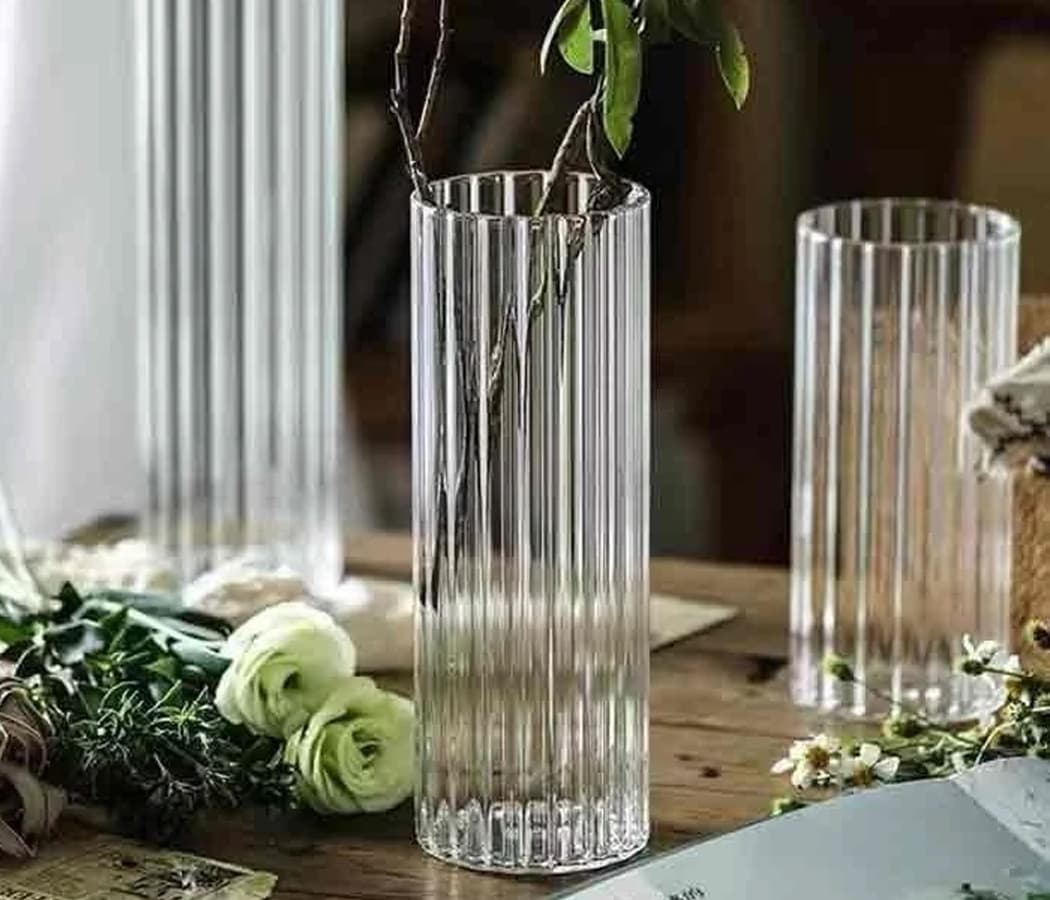 Ваза стеклянная 12*30 см, прозрачный
